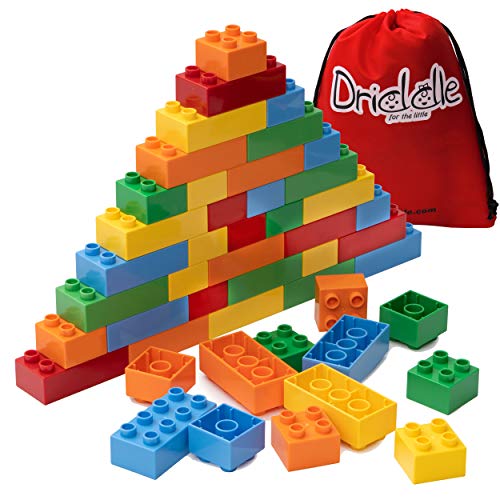 Driddle Big Building Blocks for Kids - STEM Toy - Classic Large Building Bricks - Compatible with All Major Brands - for Children All Ages - 50 Pieces