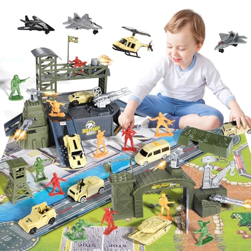 Military Base Set with Vehicles and Figures