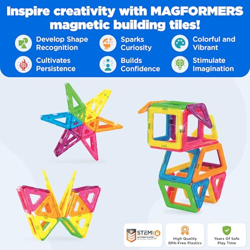 Neon Magnetic Builder Kit - 60 Pieces