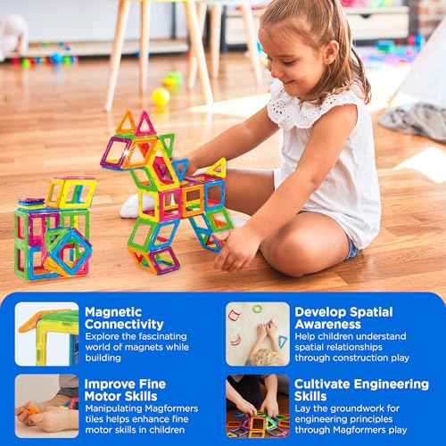 Neon Magnetic Builder Kit - 60 Pieces