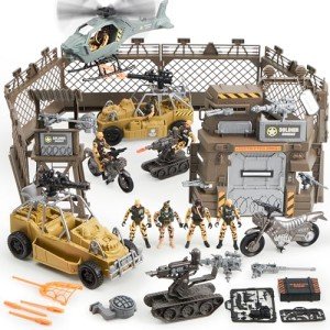 Military Base Toys Set with Vehicles and Action Figures