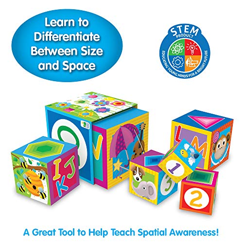 Learning Journey International LLC Play & Learn - Stacking Cubes - STEM Toddler Toys & Gifts for Children Ages 12 Months and Up - Mind Building Developmental Stacking & Nesting Toy