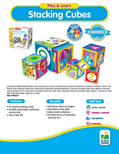 Learning Journey International LLC Play & Learn - Stacking Cubes - STEM Toddler Toys & Gifts for Children Ages 12 Months and Up - Mind Building Developmental Stacking & Nesting Toy