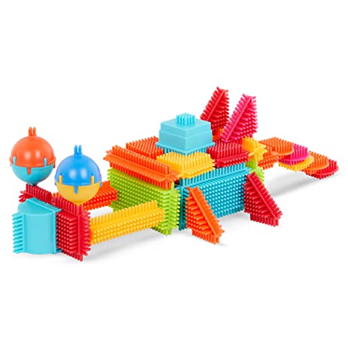 Bristle Blocks by Battat – The Official Bristle Blocks – STEM 3D Sensory Toy for Kids – Building Toys for Creativity & Dexterity – 2 Yrs, Multicolor, 80 Pieces Big Value In A Storage Bin