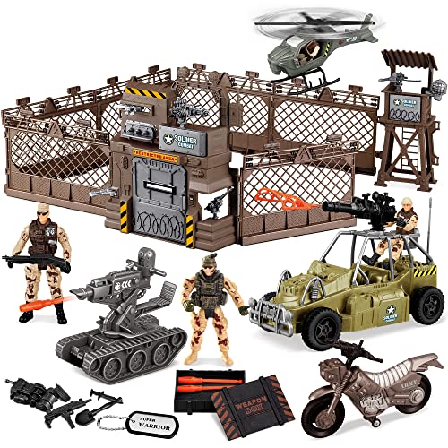 Military Base Toys Set with Vehicles and Action Figures