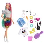Rainbow hair Barbie with fashion accessories