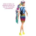 Rainbow hair Barbie with fashion accessories