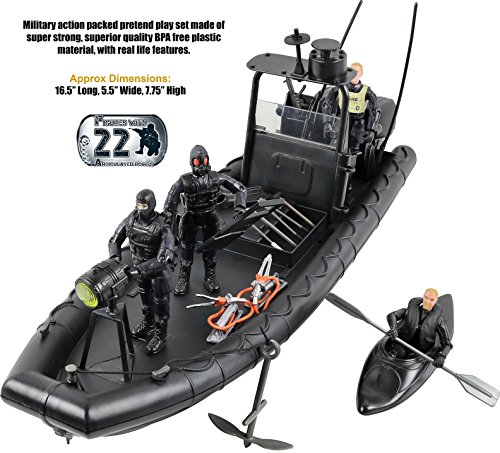 Military SWAT Dinghy Boat Play Set with Accessories
