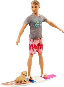 Ken Doll with Puppy and Surfboard