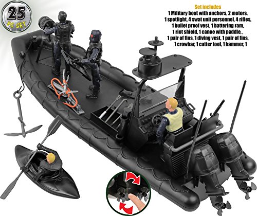 Military SWAT Dinghy Boat Play Set with Accessories