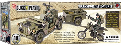 Green Military Transport Set with Accessories - 16 Pieces