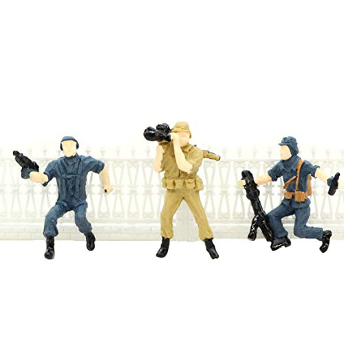 Hiawbon 25 pcs 1:87 Scale Miniature People Figurines Set Mini Soldier Models Military Base Battlefield People Figures for Miniature Scenes