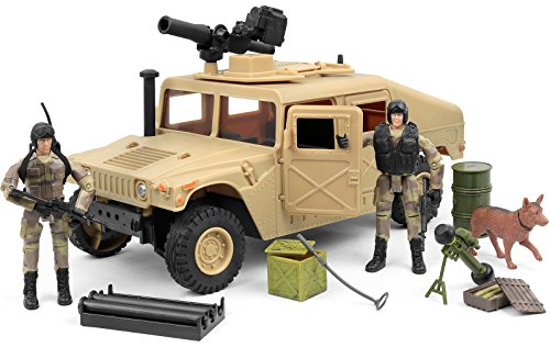 Click N' Play Military 20 Piece Play Set with Humvee Vehicle, Includes 2 Soldier Action Figures, Missile Launchers, Rifles, and More, Army Playset for Boys 6+
