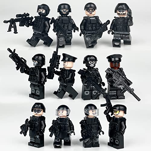 NA Toysvill Military Police Building Block Set for Kids - SWAT Minifigures (12 pcs) with Weapons and Accessories Gift