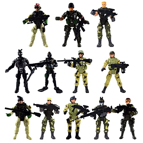 DC-BEAUTIFUL 12 Pack Military Soldier Special Forces SWAT Counter-Strikes Joint Movable Elite Model with Weapon