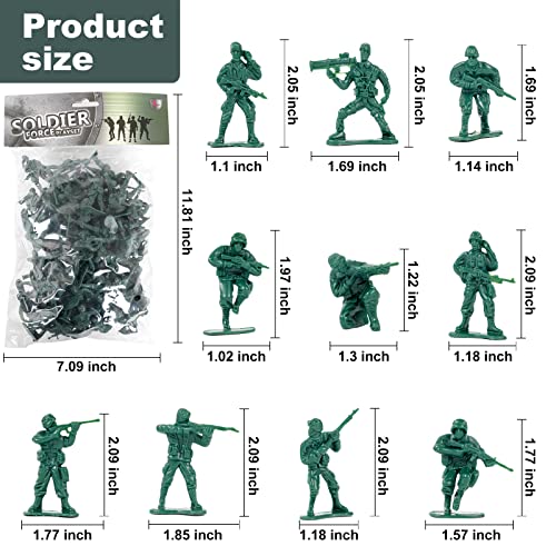 Wankko 100 Green Army Men Action Figures