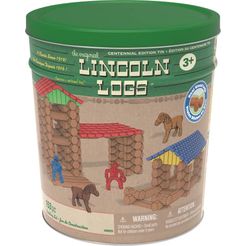 Lincoln Logs Centennial Edition Tin - 150+ Pieces