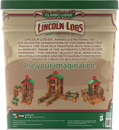 Lincoln Logs Classic Lodge Tin 107 Pieces