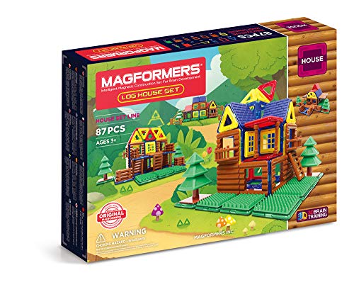 Magnetic Log Cabin & Tree House Set (87 Pieces)