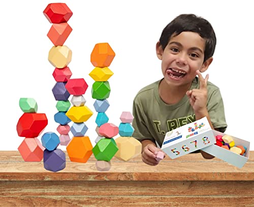 Wooden Stacking Rocks: Educational Balancing Toys