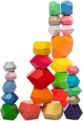 Wooden Stacking Rocks: Educational Balancing Toys