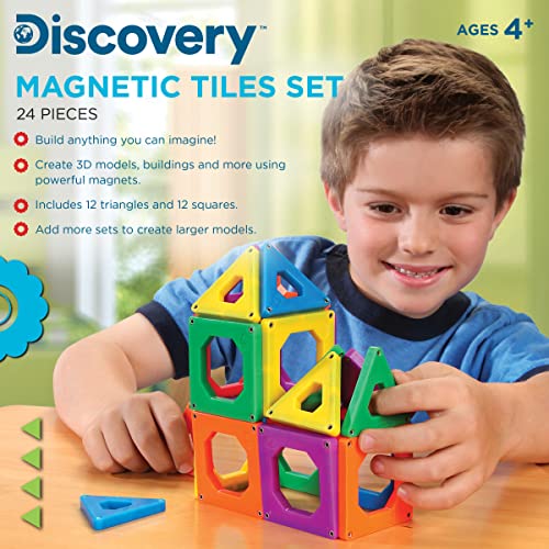 24-Piece Magnetic Tile Building Blocks Set for Kids