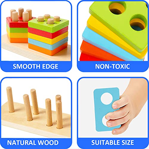 Wooden Shape Sorter Toy for Toddlers