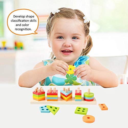 Wooden Shape Sorter Toy for Toddlers