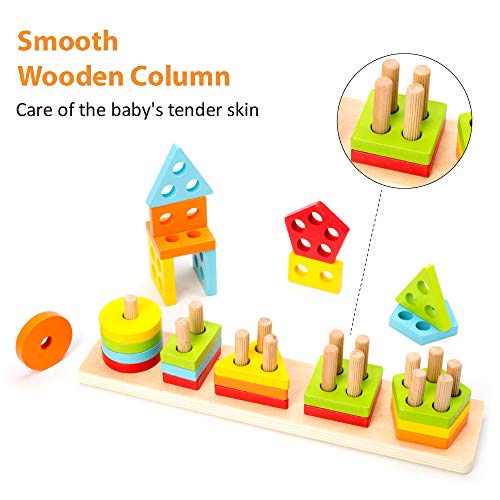 Wooden Shape Sorter Toy for Toddlers