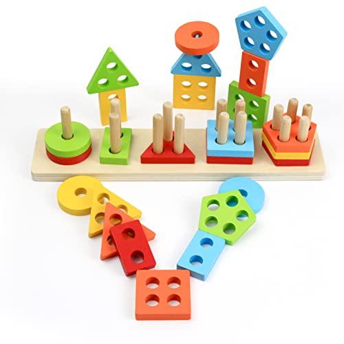 Wooden Shape Sorter Toy for Toddlers