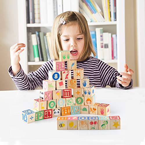 36 PCS Wooden ABC Toy Building Blocks for Kids