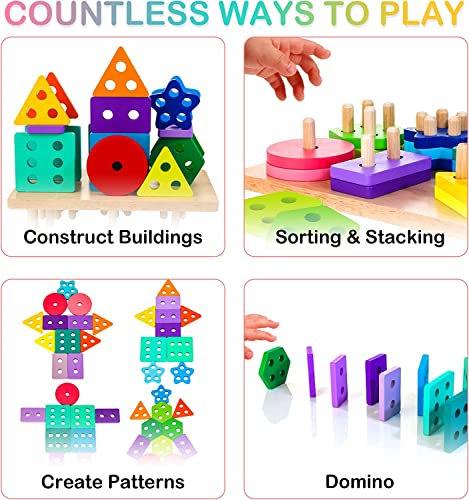 Wooden Montessori Shape Sorter Toy Set