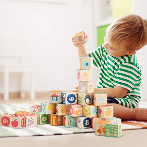 36 PCS Wooden ABC Toy Building Blocks for Kids