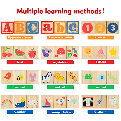 36 PCS Wooden ABC Toy Building Blocks for Kids