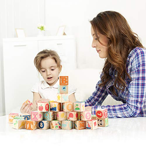36 PCS Wooden ABC Toy Building Blocks for Kids