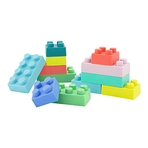 Infantino Super Soft Building Blocks, Easy-to-Hold for Babies & Toddlers, BPA-Free, Multi-Colored, 12-Piece Set