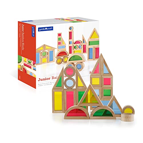 Guidecraft Jr. Rainbow Blocks: 40 Piece Set - Kids Learning & Educational Toys, Stacking Blocks