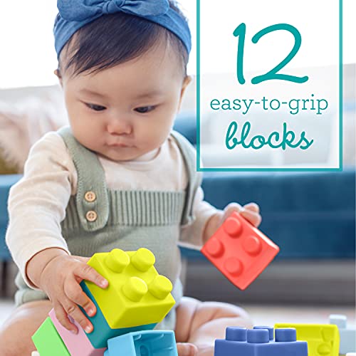 Infantino Super Soft Building Blocks, Easy-to-Hold for Babies & Toddlers, BPA-Free, Multi-Colored, 12-Piece Set