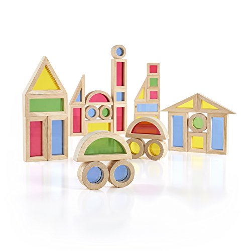 Guidecraft Jr. Rainbow Blocks: 40 Piece Set - Kids Learning & Educational Toys, Stacking Blocks