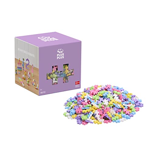 PLUS PLUS - Open Play Set - 600 Piece - Pastel Color Mix, Construction Building Stem Toy, Interlocking Mini Puzzle Blocks for Kids