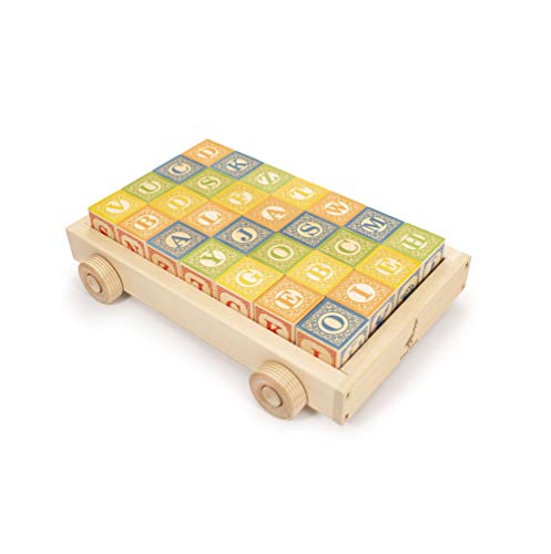 Uncle Goose Classic ABC Blocks with Wagon - Made in The USA