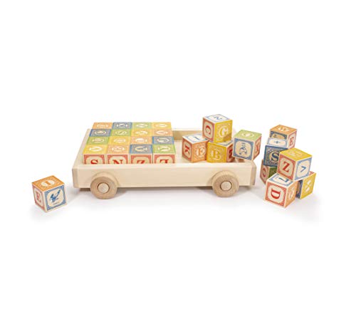Uncle Goose Classic ABC Blocks with Wagon - Made in The USA