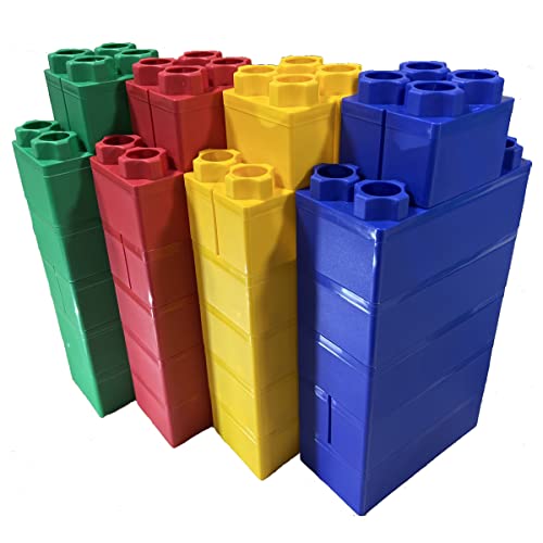 24 pc BiggoBlocks Jumbo Blocks Set | 20 Large Blocks | 4 Small Blocks | 4 Colors Red Yellow Green Blue | Made in The USA