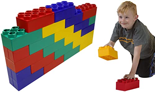 24 pc BiggoBlocks Jumbo Blocks Set | 20 Large Blocks | 4 Small Blocks | 4 Colors Red Yellow Green Blue | Made in The USA
