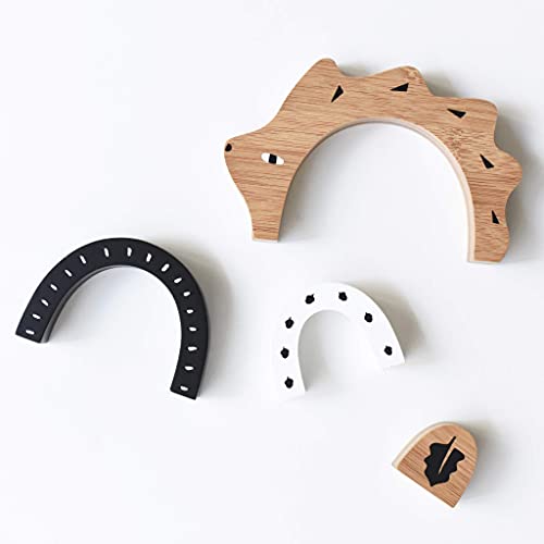 Wee Gallery Bamboo Nesting Hedgehog, Building and Stacking Blocks, Arc Stacker and Balance Toy for Child Motor Skills, Problem Solving, Play, and Nursery Decor (for Kids Age 18 Months and up)