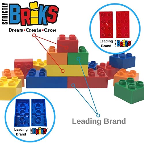Strictly Briks Toy Building Block - Big Briks Set-Large Building Blocks for Ages 3 Years & Up, 24 Rainbow Colors, 204 Pc