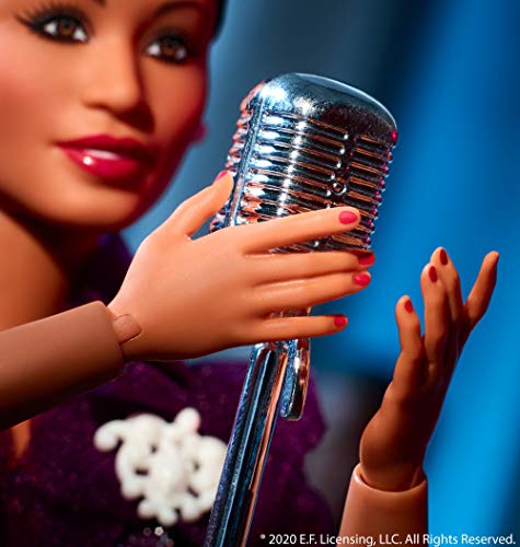Barbie Inspiring Women Series Ella Fitzgerald Collectible Doll, Approx. 12-in, Wearing Purple Gown, with Microphone, Doll Stand and Certificate of Authenticity
