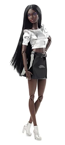 Posable Barbie Doll with Sleek Black Hair