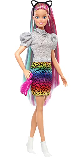 Rainbow hair Barbie with fashion accessories