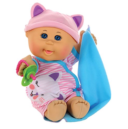 Cabbage Patch Kids 12.5" Naptime Babies - Bald/Blue Eye Girl Baby Doll (Pink Stripe Jumper Fashion)
